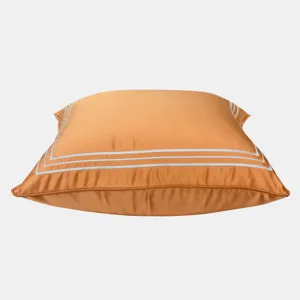 Neuer chinesischer Stil orange Kissenbezug mit weißen geometrischen Streifen für Sofa