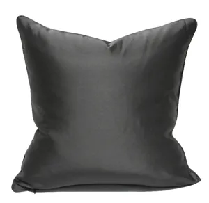 Solid dark grey square throw pillow cover soft satin cushion cover for home sofa decor