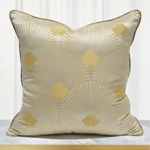 Funda de Cojín con Motivo de Hoja en Abanico Geométrico Moderno Minimalista Lujo Sofá Sala de Estar Funda de Almohada Decorativa Oficina