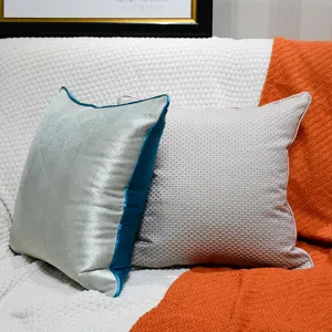 Moderne Leichte Luxe Sofa Kissenbezug Hohe Präzision Jacquard Geometrisches Kissen Blaue Paspelierung Heimdekoration Zierkissen