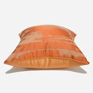 Funda de cojín decorativa abstracta naranja de lujo para sofá y cama de salón moderno.