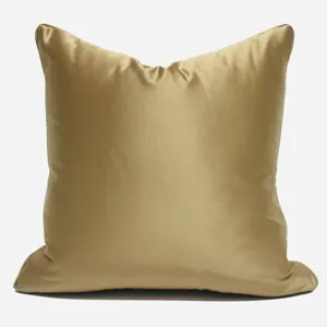 Light gold satin throw pillow cover for modern living room sofa and hotel decoration.