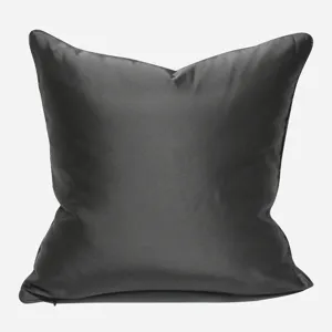 Luxurious silver grey solid throw pillow cover, modern minimalist soft square cushion case for sofa.