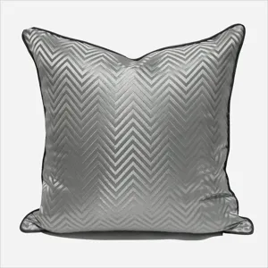 Silver grey chevron throw pillow cover modern luxury living room sofa cushion cover decor