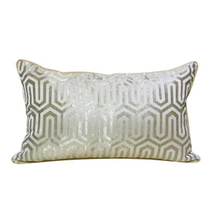 Modern geometric throw pillow cover in champagne gold, elegant couch and bed cushion case.