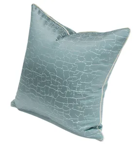Modern Nordic blue-green cracked pattern throw pillow cover for luxury sofa and room decor.