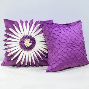 Decorative sunflower and scale pattern throw pillow cover set for sofa, 18x18 inch