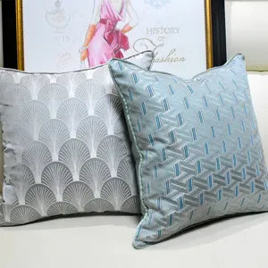 Housse de Coussin de Canapé Motif Éventail Géométrique Moderne Style Chinois Minimaliste Taie d'Oreiller pour Salon Hôtel Décoration