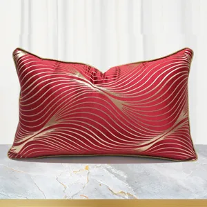 Modern Red Striped Rectangular Throw Pillow Cover Luxury American Style Living Room Sofa Cushion Case Home Decor