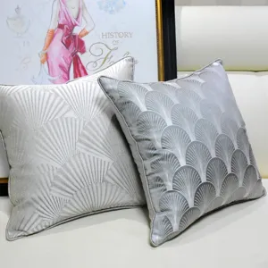 Housse de coussin décorative motif éventail géométrique gris moderne pour canapé salon