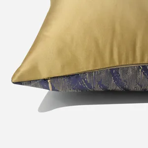 Modern gold and purple abstract feather decorative throw pillow cover for living room sofa