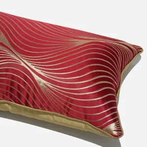 Red striped rectangular lumbar pillow luxury decorative throw pillow cover for couch sofa