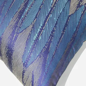 Purple modern minimalist abstract sofa cushion cover with elegant feather pattern.
