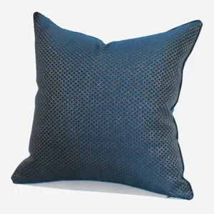 Blue small grid square pillowcase, double-sided decorative cushion cover for home and hotel decor.