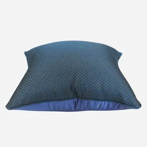 Blue small grid square throw pillow cover double sided decorative cushion case for bedroom hotel