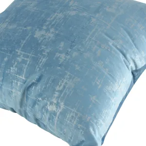Blue plush geometric sofa pillow cover, Nordic abstract tufted cushion for living room decor