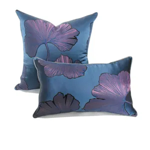 Ginkgo Leaf Pattern Velvet Throw Pillow Cover Modern Luxury Cushion Cover For Sofa Living Room Bedroom Home Decor