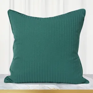 Modern minimalist dark green striped cushion cover pillow for living room sofa hotel decor main view