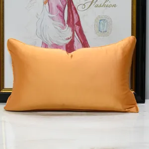 Modern luxury orange throw pillow for sofa bedroom hotel decorative long cushion soft fabric