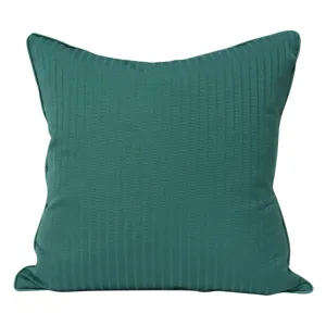 Modern minimalist green striped throw pillow cover for sofa chair, soft decorative cushion.