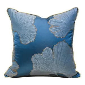 Federa per cuscino blu con foglie di ginkgo cuscino decorativo quadrato per divano