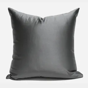 Luxurious dark grey solid color satin throw pillow cover for living room sofa bedroom decor