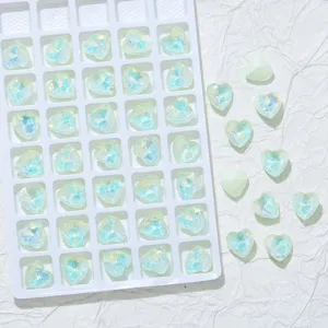 Irisierende Herz Kristall Strasssteine für Nageldesign Handyhülle DIY Handwerk Accessoires