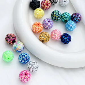 Colorful sparkly rhinestone round beads with holes for DIY jewelry making phone charms crafts