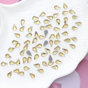 8x4.8mm Kristalglas Druppel Hotfix Platkeper Strass Glanzend Nagelkunst Groothandel En Gros