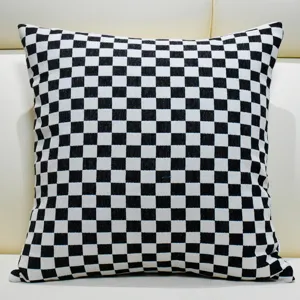 Nordic black and white checkerboard square throw pillow with insert for sofa living room
