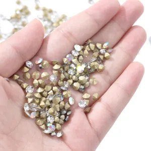 Pointed Bottom White Rhinestones Glass Crystal Rhinestones For Nail Art Clothing DIY Phone Case Decoration