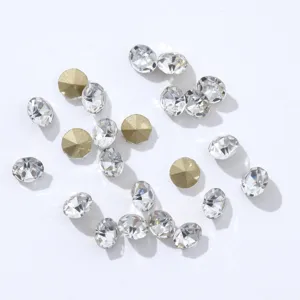 Flatback crystal rhinestones and metal base components for nail art, phone case DIY and garments.
