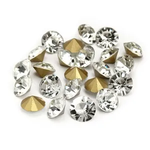 White crystal pointed back rhinestones for nail art decoration and DIY craft accessories main view.