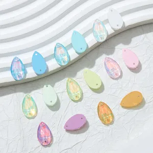 Strass in Vetro a Goccia Retro Piatto da Cucire Cristalli Macaron Gemme Per Abbigliamento Fai-Da-Te Abito da Sposa Accessori