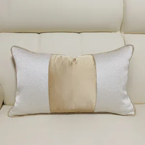 Housse de Coussin de Canapé Style Nouveau Chinois Moderne Épissage Doré Rayé Housse de Coussin Décorative Décoration Intérieure Salon