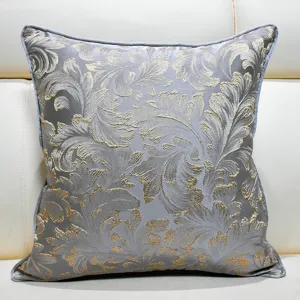 New Chinese style jacquard throw pillow cover, luxury floral cushion case for sofa decor.