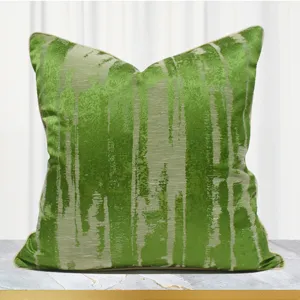 Luxury green abstract throw pillow cover for villa sofa bedroom interior decor 45x45cm