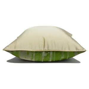 Luxury abstract decorative throw pillow for sofa and bedroom, elegant green and beige design.