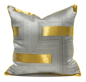 Luxury silver and gold geometric throw pillow cover modern decorative cushion for living room