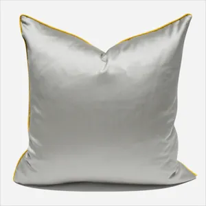 Gray luxury decorative throw pillow cover, modern square cushion case for sofa decor
