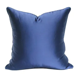 Housse de coussin bleue texture soie luxe, taie d'oreiller moderne minimaliste pour canapé.