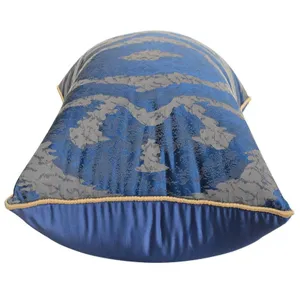 Housse de coussin de luxe bleue moderne avec un motif géométrique pour canapé salon