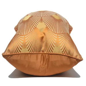 Orange geometric cushion cover detail, modern fan pattern sofa pillow case for home decor