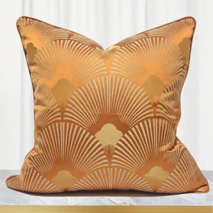 Modern Orange Fan Geometric Pattern Living Room Sofa Cushion Cover Simple Chinese Style Square Pillow Cover