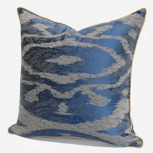 Housse de coussin geometrique de luxe bleue pour salon canape style moderne minimaliste