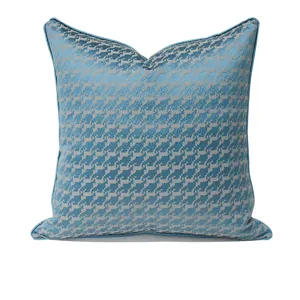 Blue Geometric Houndstooth Sofa Cushion Cover Modern Luxury Throw Pillow Case Decorative Pillow Protector For Living Room Bedside