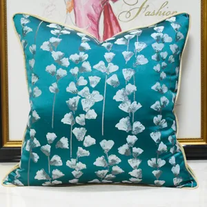 Nouveau Style Chinois Housse de Coussin de Sofa Florale Botanique Housse de Coussin Décorative Salon Chevet Taie d'Oreiller Décoration de la Maison