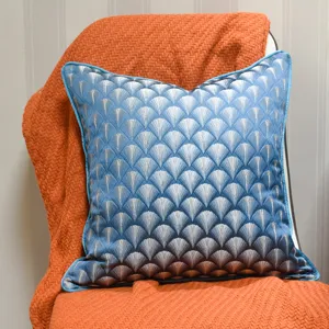 Modern Minimalist Dark Blue Fan Pattern Sofa Pillow Cover Luxury Geometric Jacquard Cushion Cover For Living Room Bedside