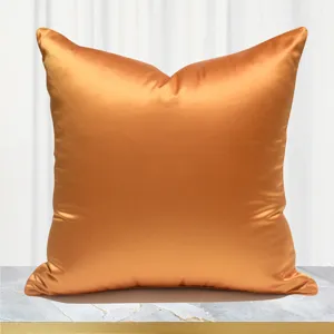 Nordic minimalist solid color sofa throw pillow cover, modern silk satin square cushion case.
