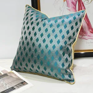 Fodera per cuscino geometrica verde di lusso nordico per divano moderno e decorazione.
